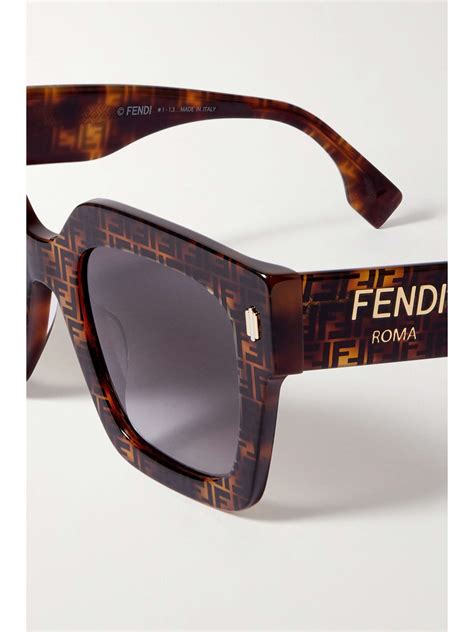 fendi oversized square-frame printed tortoiseshell acetate sunglasses|FENDI EYEWEAR Oversized square.